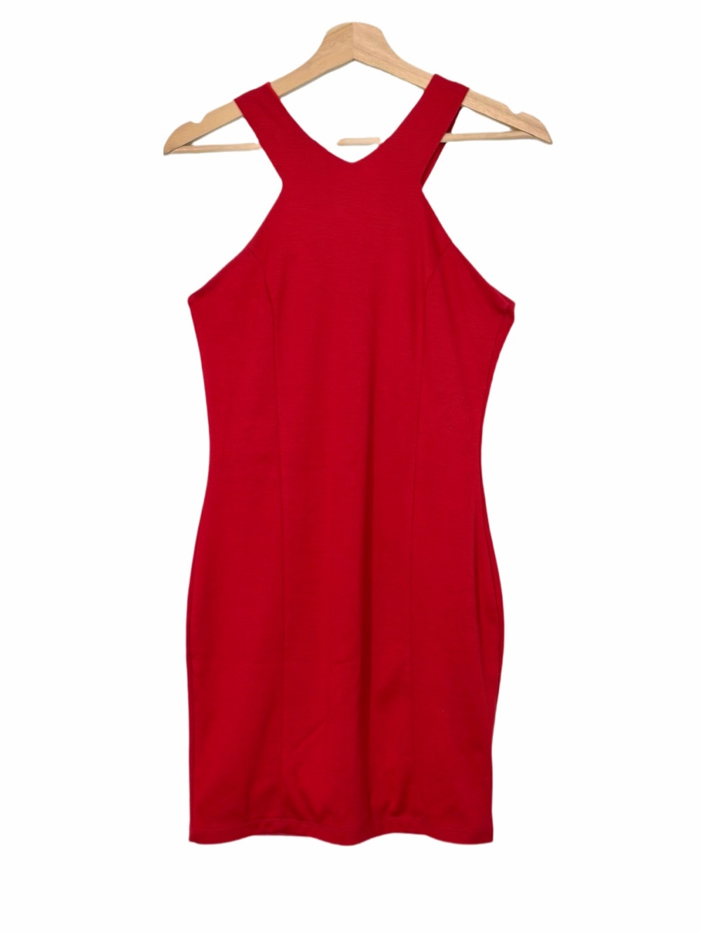 Lulus Classic Red Halter Bodycon Dress Size Medium Exposed Back Zipper